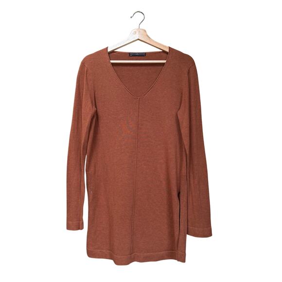 Peruvian Connection Pima Cotton Rust Slit Sides Tunic S Sweater Minimalist - Picture 1 of 5